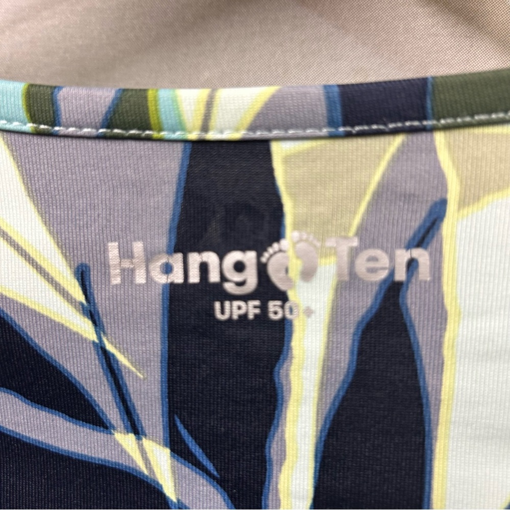 Hang Ten‎ UV Protection UPF 50+ blue green palm fronds long sleeve shirt Small - Picture 5 of 6